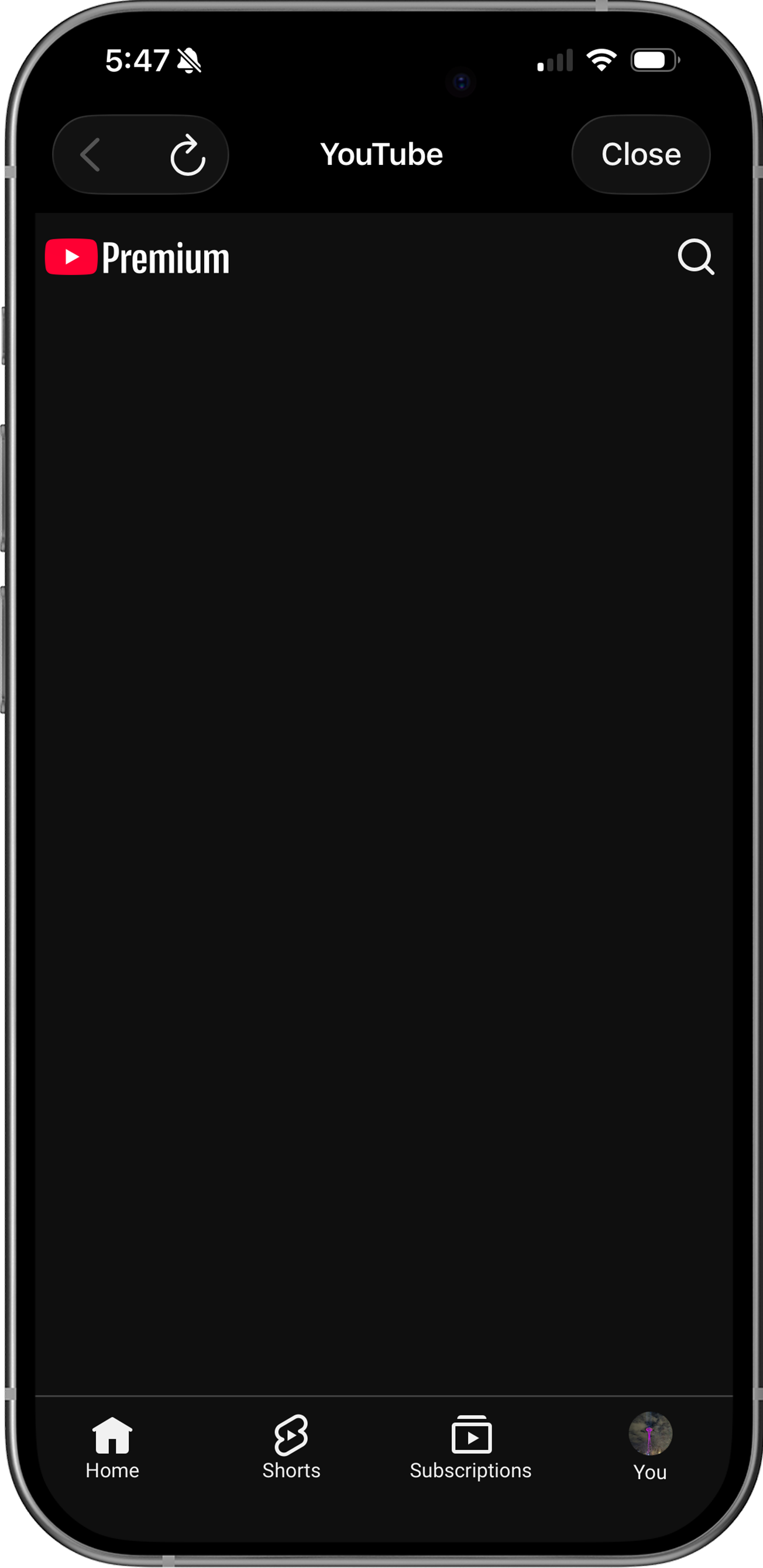 YouTube with home recommendations hidden using LoomWeb