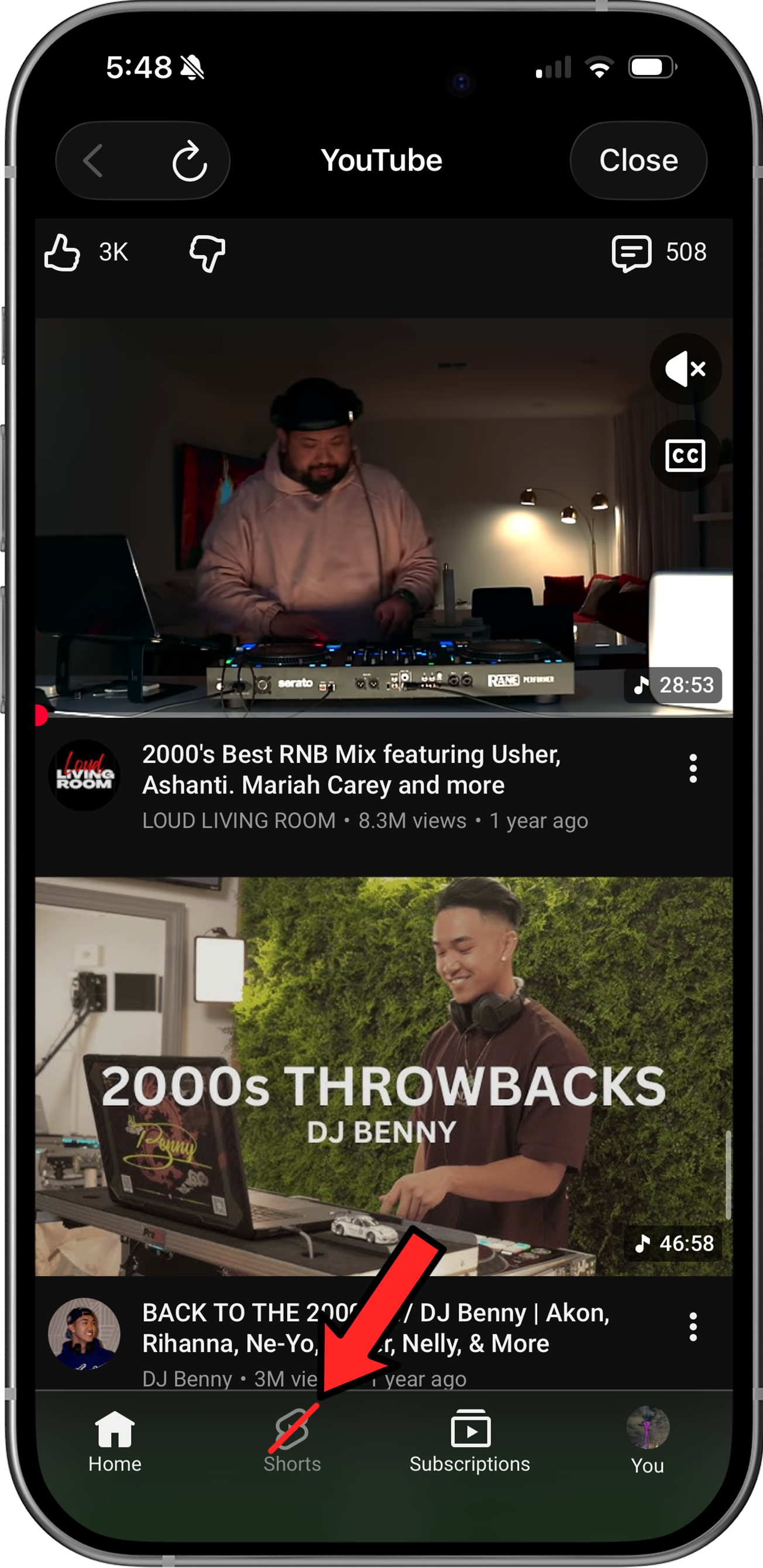 LoomWeb app showing Shorts disabled