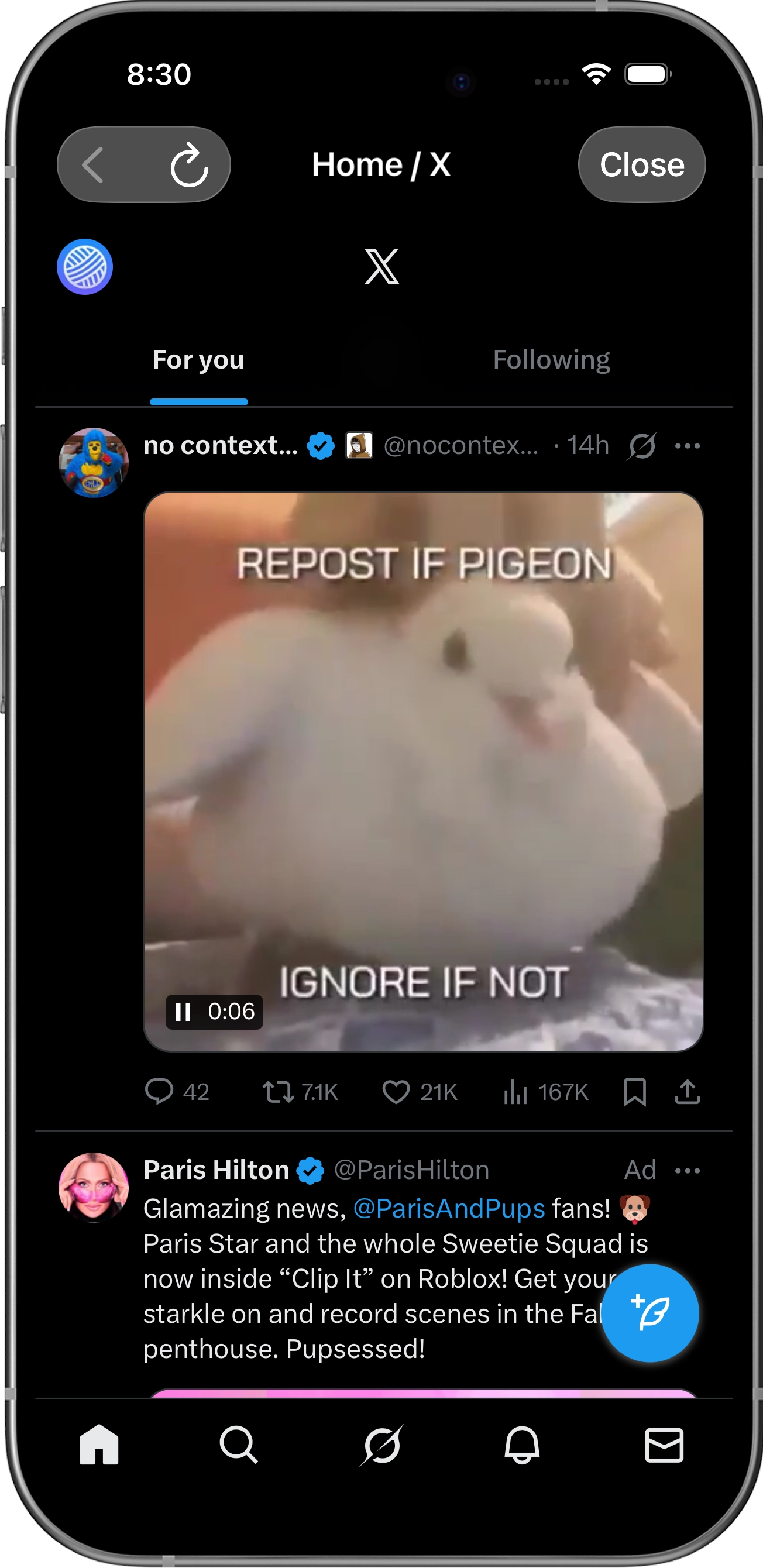 X (Twitter) interface showing how LoomWeb creates a following-only feed without algorithmic content