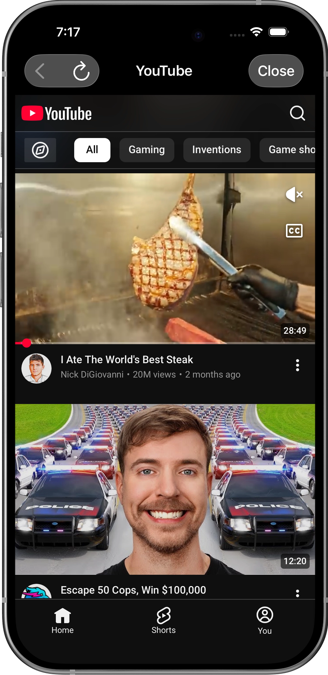 YouTube interface demonstrating how LoomWeb blocks Shorts and recommendations for focused viewing